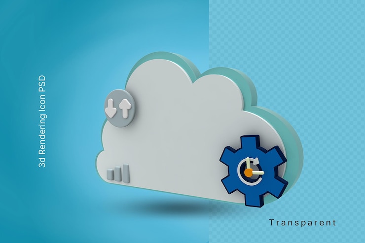 PSD icona della modalità di velocità del server cloud 3d