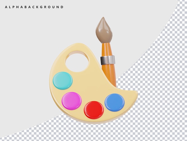 Icona della palette di colori illustrazione di rendering 3D