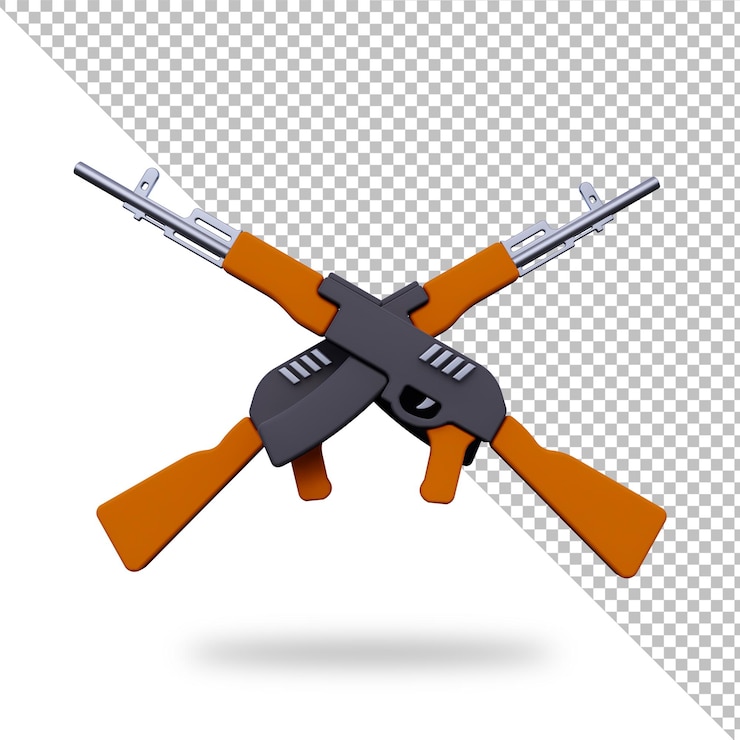 PSD icona della pistola ak47 rendering 3d