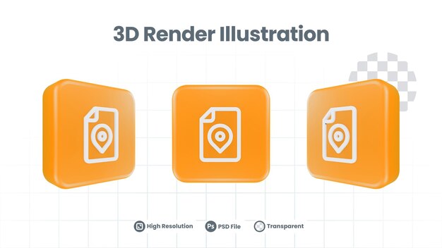 Icona della posizione del file di rendering 3D per la promozione sui social media dell'app mobile Web
