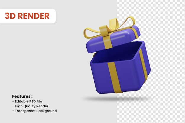 Icona della rappresentazione 3d del contenitore di regalo isolato. Adatto per lo shopping online o altri design illustrativi