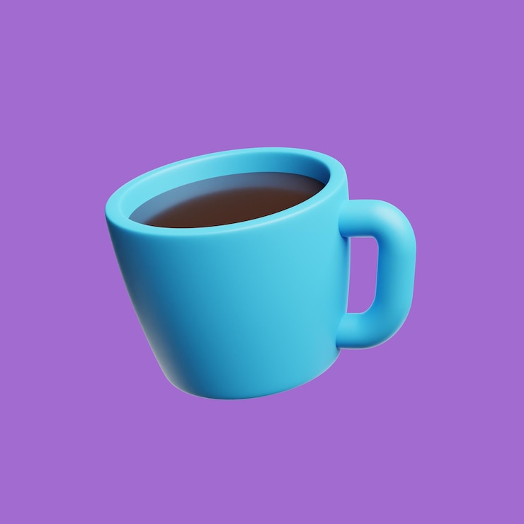 PSD icona della tazza 3d minima su sfondo viola rendering 3d
