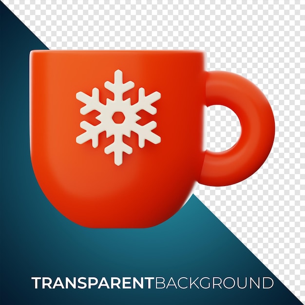 Icona della tazza di caffè di Natale invernale Premium rendering 3d su sfondo isolato PNG