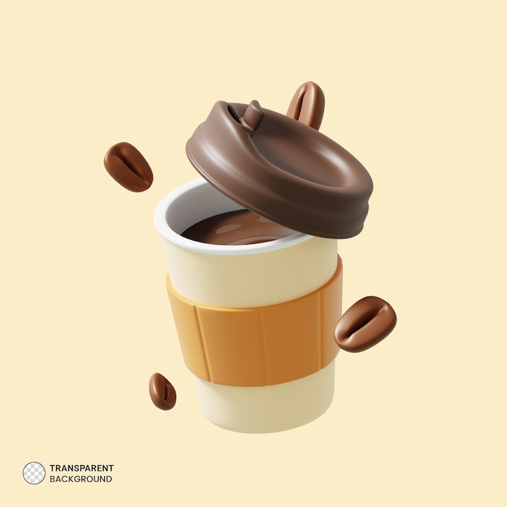 PSD icona della tazza di caffè illustrazione di rendering 3d isolata