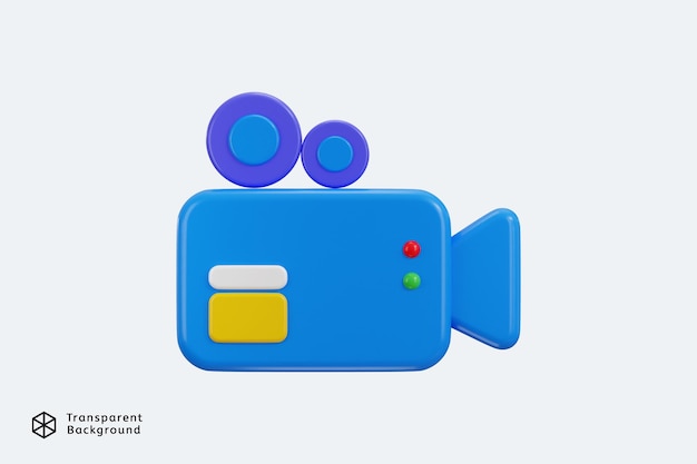 Icona della telecamera video 3D illustrazione vettoriale di rendering