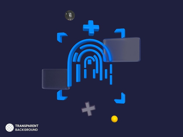 icona dello scanner di impronte digitali 3d illustrazione di rendering 3d