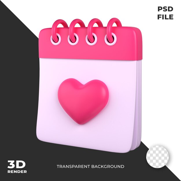 Icona di amore calendario San Valentino 3D