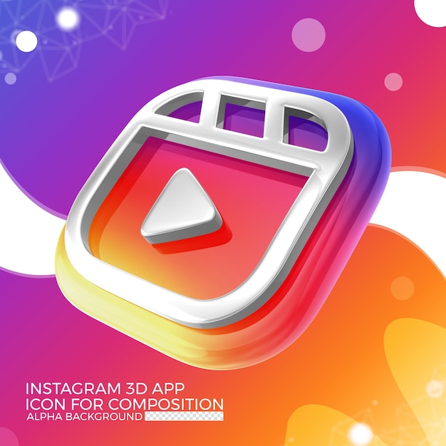 Icona di app 3d di Instagram per la composizione