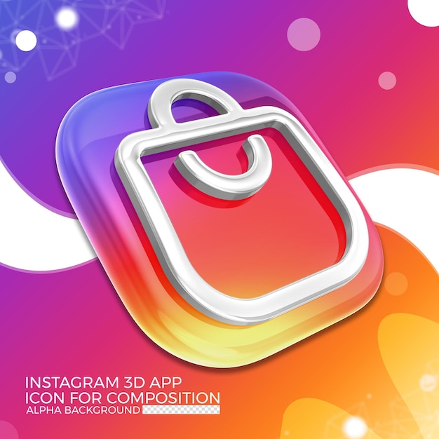 Icona di app 3d di Instagram per la composizione