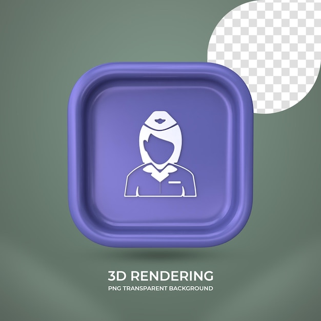 Icona di assistente di volo rendering 3d isolato sfondo trasparente
