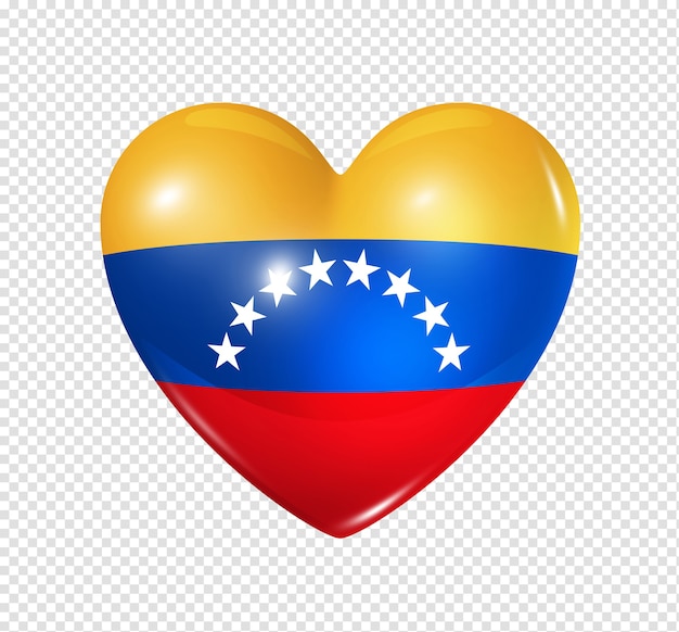 Icona di bandiera Venezuela cuore 3D isolato