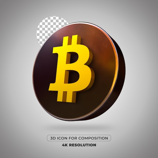 Icona di bitcoin rendering 3D isolata