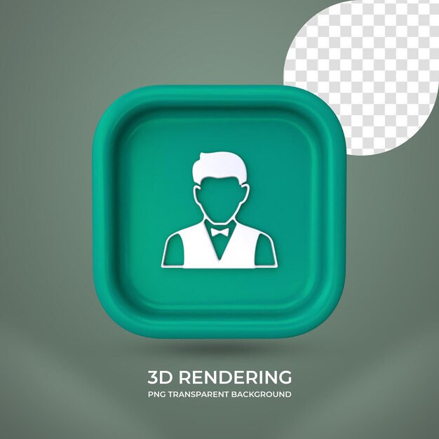 Icona di cameriere rendering 3d isolato sfondo trasparente