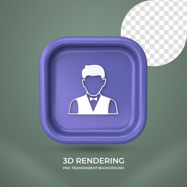Icona di cameriere rendering 3d isolato sfondo trasparente
