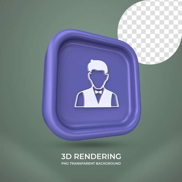 Icona di cameriere rendering 3d isolato sfondo trasparente