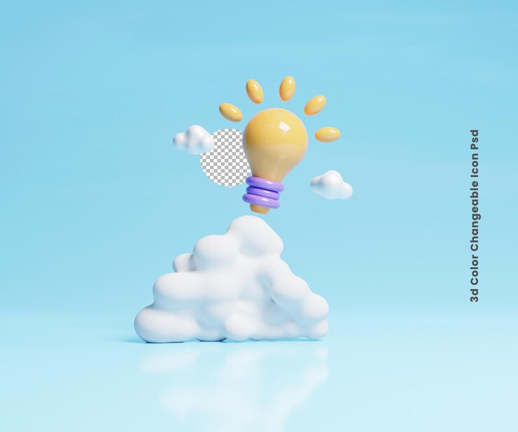 PSD icona di concetto di idea di business creativo 3d o icona della lampadina creativa 3d