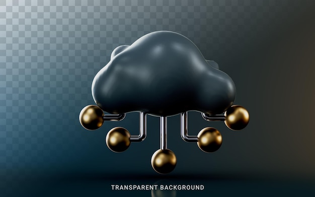 icona di condivisione cloud su sfondo scuro Concetto di rendering 3d per il servizio di trasferimento di file di dati