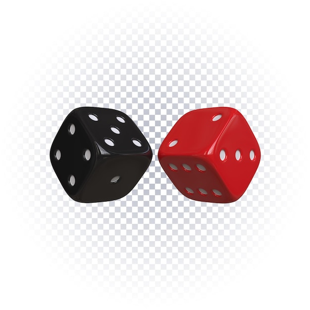 Icona di dadi neri e rossi rendering 3d isolato