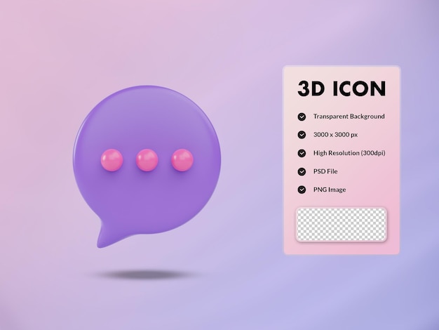 Icona di discorso bolla 3D. illustrazione di rendering 3d