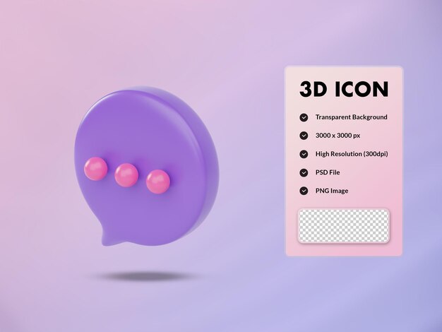 Icona di discorso bolla 3D. illustrazione di rendering 3d