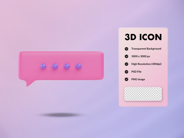 Icona di discorso bolla 3D. illustrazione di rendering 3d