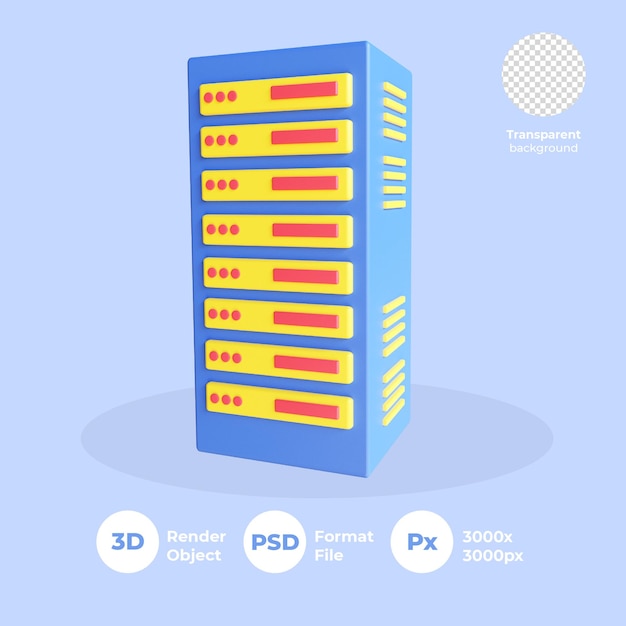 Icona di hosting 3D con sfondo trasparente psd Psd Premium