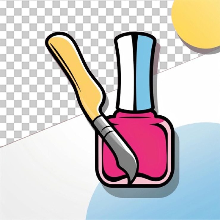 PSD icona di illustrazione vettoriale di smalto per unghie con disegni audaci e grandi pennelli per uno stile creativo