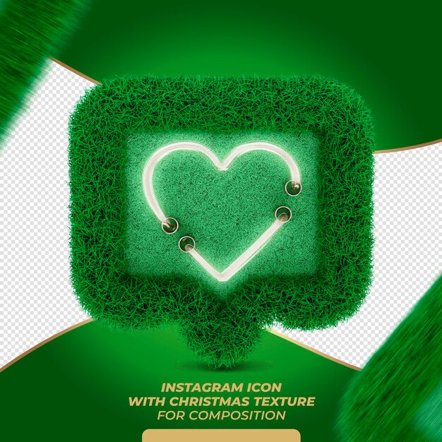 icona di instagram 3d con texture natalizia per composizione