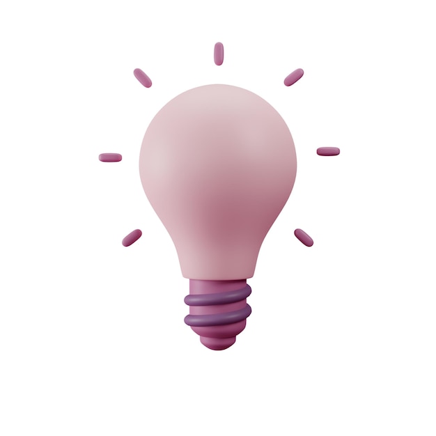 Icona di lampadina 3D per l'innovazione, la creatività e i concetti di idee brillanti