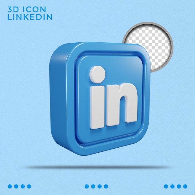Icona di LinkedIn 3D reso Icona dei social media icona isolata oggetto intelligente