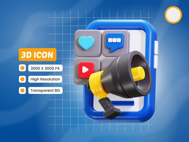 Icona di marketing sui social media 3D