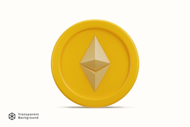 Icona di moneta di criptovaluta Ethereum illustrazione vettoriale di rendering 3D