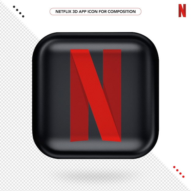 Icona di Netflix isolata nel rendering 3d