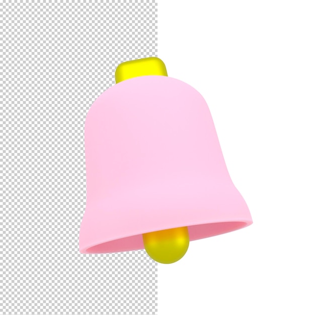 Icona di notifica 3D Simpatico modello 3D a campana gialla per il design dell'illustrazione 3d