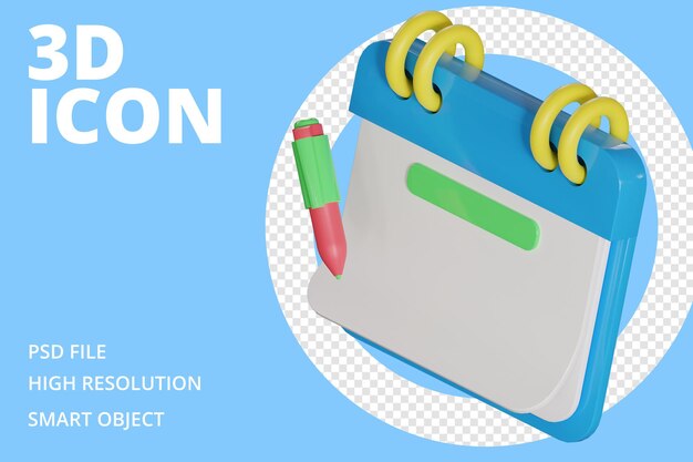 Icona di pianificazione del calendario di rendering 3D