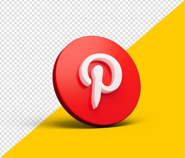 Icona di Pinterest social media Logo Pinterest logo simbolo 3d Psd trasparente