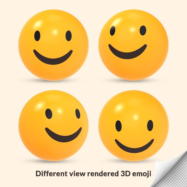 Icona di reazione emoji emoticon 3D felice con vista diversa resa