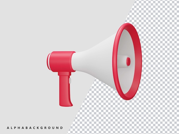 Icona di rendering 3d del megafono trasparente