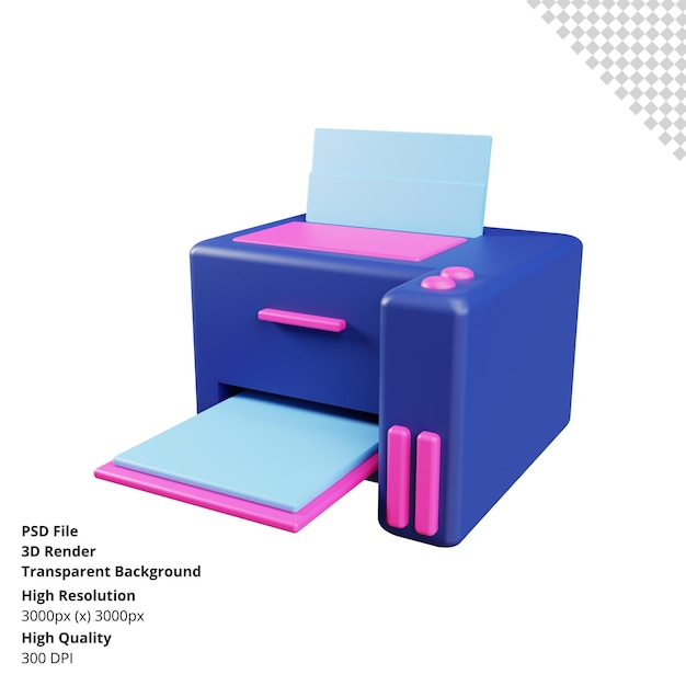 Icona di rendering 3D della stampante