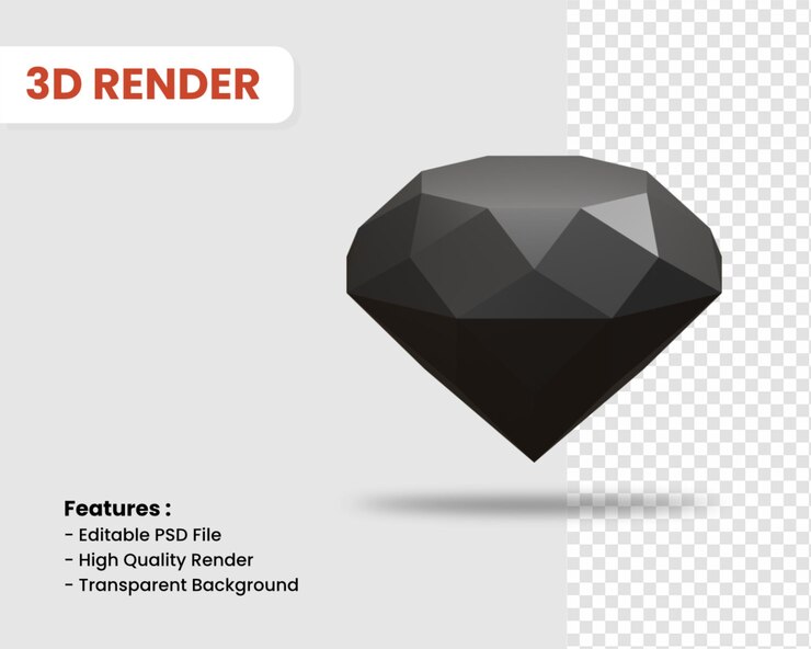 Icona di rendering 3D di colore scuro isolato diamante