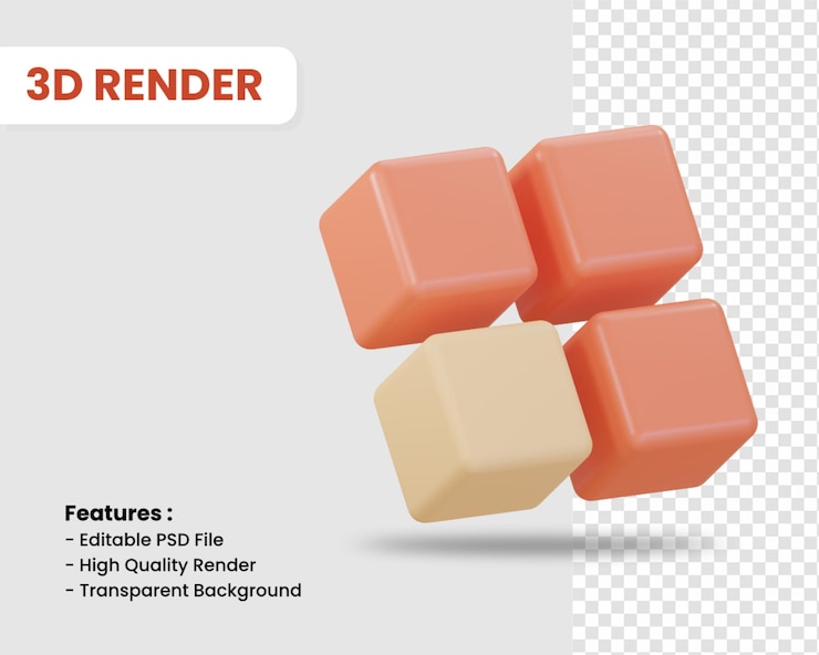 Icona di rendering 3D di più cubi isolati