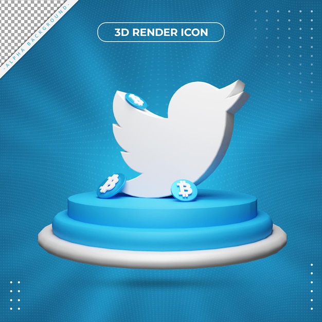 Icona di rendering 3D di twitter