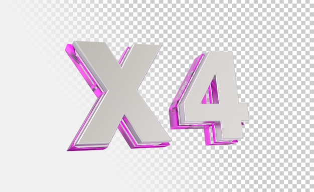 Icona di rendering 3D X4 su sfondo trasparente