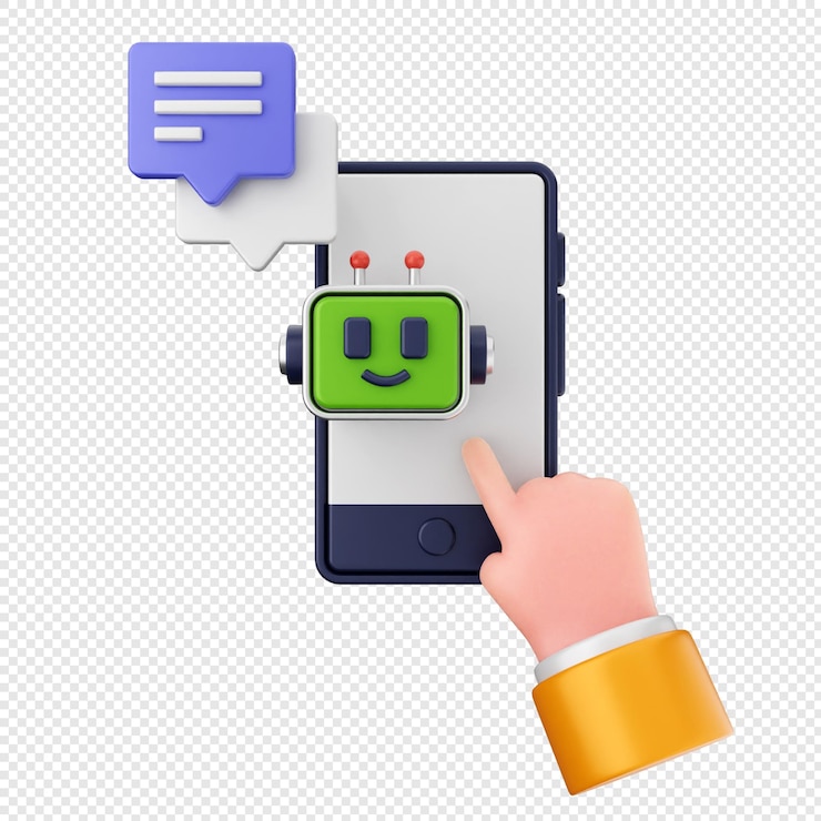 PSD icona di smartphone 3d chat robot di intelligenza artificiale
