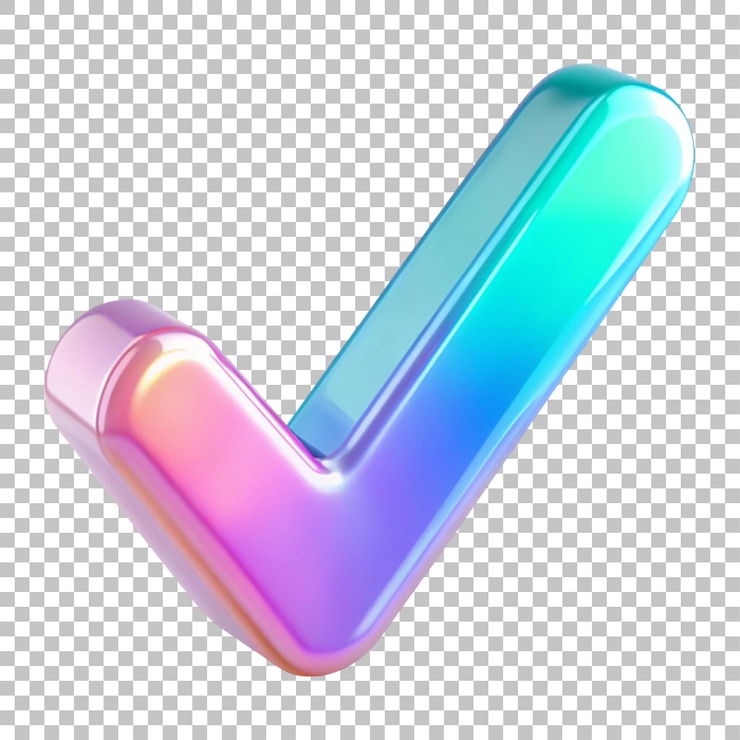 PSD icona di spunta 3d lucida in gradiente pastello