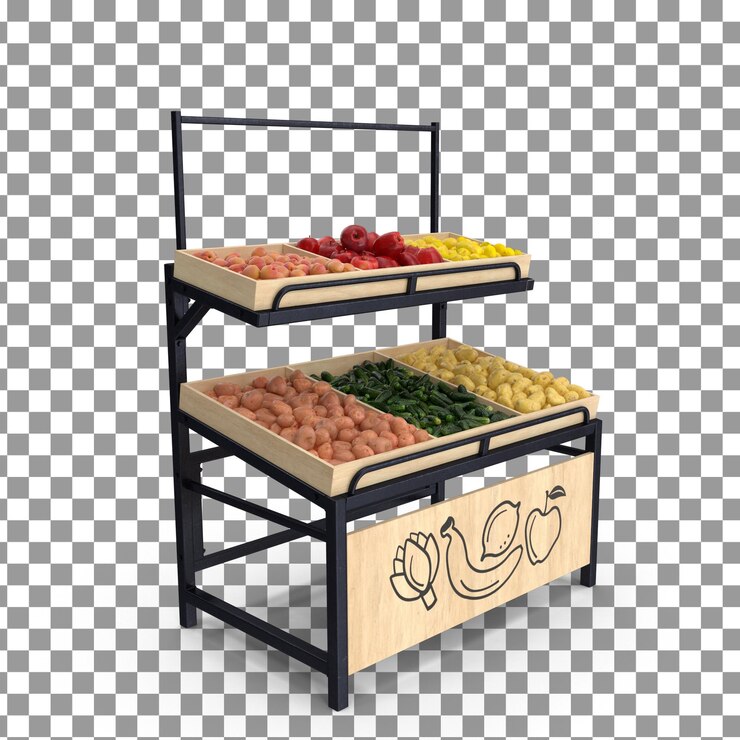 PSD icona di stallo di frutta psd 3d su sfondo isolato e trasparente