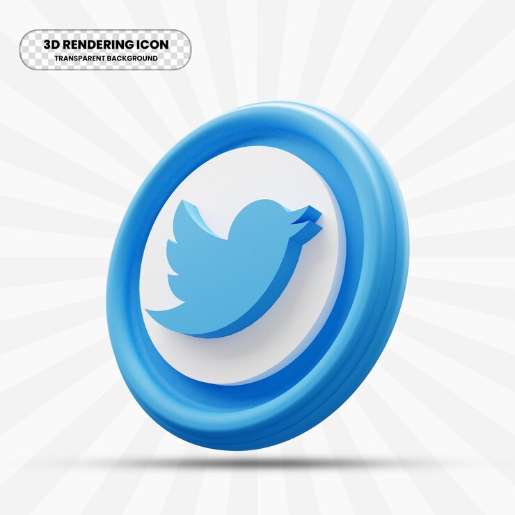 Icona di Twitter nel rendering 3d