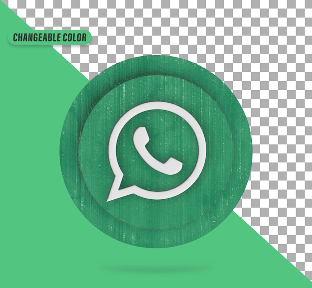 Icona di whatsapp 3d sul cerchio di legno