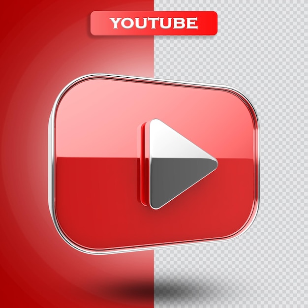 icona di youtube rendering 3d moderno