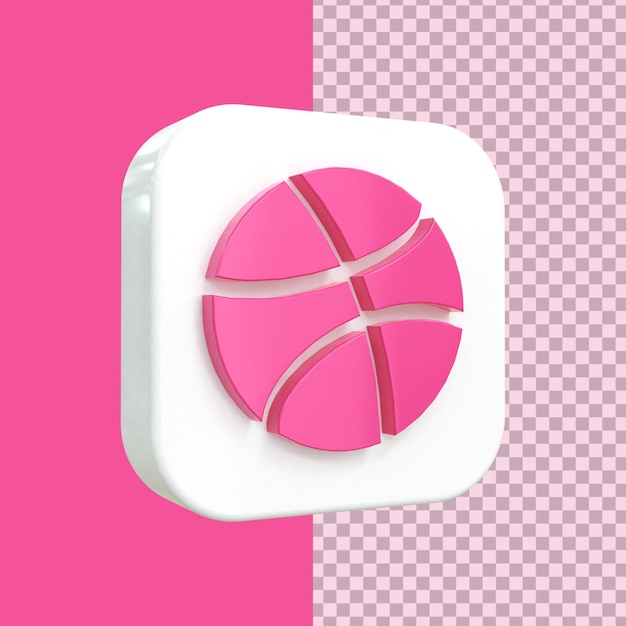 Icona Dribbble 3d Social Media Icona 3d lucida colorata rendering 3d per la composizione